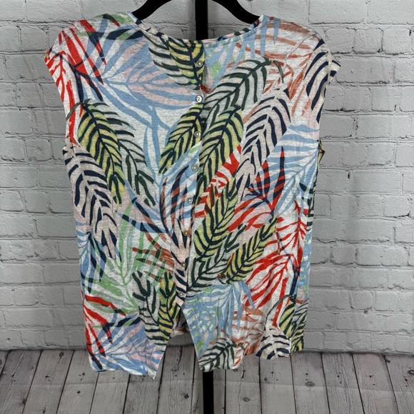 Tahari Tropical 100% Linen Button Up Back Top Size Small - Picture 4 of 7